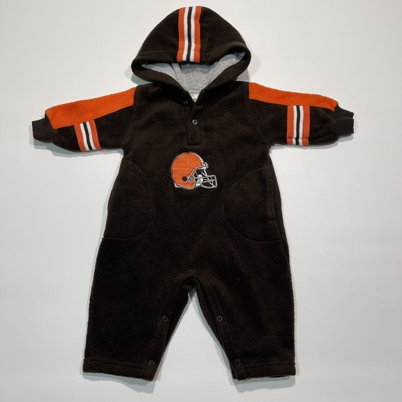 adidas Other - Vintage 90s Adidas Cleveland Browns Fleece Hooded Body Suit Romper Sz 3/6 Months